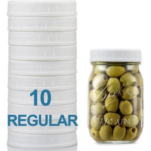 imageAOZITA 10 Pack REGULAR Mouth Mason Jar Lids for Ball Kerr and More  White Plastic Storage Caps for MasonCanning Jars  LeakProof Dishwasher Safe ampamp Food Grade10 Regular Mouth