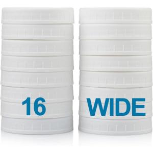 imageAOZITA 10 Pack REGULAR Mouth Mason Jar Lids for Ball Kerr and More  White Plastic Storage Caps for MasonCanning Jars  LeakProof Dishwasher Safe ampamp Food Grade16 Wide