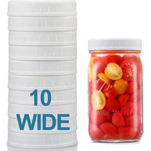 imageAOZITA 10 Pack REGULAR Mouth Mason Jar Lids for Ball Kerr and More  White Plastic Storage Caps for MasonCanning Jars  LeakProof Dishwasher Safe ampamp Food Grade10 Wide Mouth