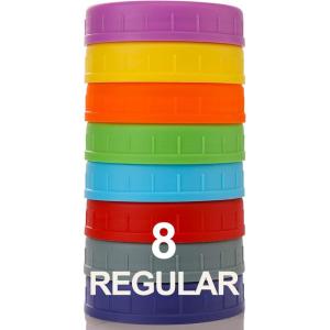 imageAOZITA 8 Pack REGULAR Mouth Mason Jar Lids for Ball Kerr and More  Colored Plastic Storage Caps for MasonCanning Jars  LeakProof Dishwasher Safe ampamp Food Grade