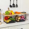 image2 Set XXL Stackable Wire Basket with Bamboo Tops ampamp Tag Pantry Organizer and Storage Bins Kitchen Counter Cabinet Shelf Countertop Under Sink Organizing Food Snack Produce Onion Potato Bread StorageL