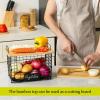 image2 Set XXL Stackable Wire Basket with Bamboo Tops ampamp Tag Pantry Organizer and Storage Bins Kitchen Counter Cabinet Shelf Countertop Under Sink Organizing Food Snack Produce Onion Potato Bread StorageXL