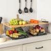 image2 Set XXL Stackable Wire Basket with Bamboo Tops ampamp Tag Pantry Organizer and Storage Bins Kitchen Counter Cabinet Shelf Countertop Under Sink Organizing Food Snack Produce Onion Potato Bread StorageXXL