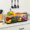 image2 Set XXL Stackable Wire Basket with Bamboo Tops ampamp Tag Pantry Organizer and Storage Bins Kitchen Counter Cabinet Shelf Countertop Under Sink Organizing Food Snack Produce Onion Potato Bread StorageXL