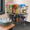 image4 Pack  XXXL Large  STACKABLE Wire Baskets for Organizing  Pantry Storage and Organization Metal Bins for Produce Food Fruit  Kitchen Bathroom Closet Cabinet Countertop Under Sink OrganizerXL LARGE