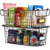 image4 Pack  XXXL Large  STACKABLE Wire Baskets for Organizing  Pantry Storage and Organization Metal Bins for Produce Food Fruit  Kitchen Bathroom Closet Cabinet Countertop Under Sink OrganizerXL LARGE