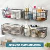 image4 Set EXTRA LARGE Hanging Wall Mount Storage Baskets with Adhesive Hooks ampamp Steel Hooks Multiuse Sturdy Wire Metal Organizing Baskets for Home Kitchen Bathroom Pantry Utility Organizer BlackBlack