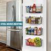 image4 Set EXTRA LARGE Hanging Wall Mount Storage Baskets with Adhesive Hooks ampamp Steel Hooks Multiuse Sturdy Wire Metal Organizing Baskets for Home Kitchen Bathroom Pantry Utility Organizer BlackBlack