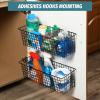 image4 Set EXTRA LARGE Hanging Wall Mount Storage Baskets with Adhesive Hooks ampamp Steel Hooks Multiuse Sturdy Wire Metal Organizing Baskets for Home Kitchen Bathroom Pantry Utility Organizer BlackBlack