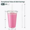 imageAOZITA 100 Pack 16 Oz Plastic Cups With Lids and Straws Iced Coffee Cups With Lids Disposable Clear Cups With Lids  for Iced Coffee Smoothie Milkshake and Cold Drinks16 Oz