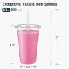 imageAOZITA 100 Pack 16 Oz Plastic Cups With Lids and Straws Iced Coffee Cups With Lids Disposable Clear Cups With Lids  for Iced Coffee Smoothie Milkshake and Cold Drinks12 Oz