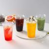imageAOZITA 100 Sets 16 oz Crystal Clear Plastic Cups With Sip Lids Disposable Cups With Sip Through Lids for Iced Coffee Smoothie Milkshake Cold DrinksClear