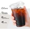 imageAOZITA 100 Sets 16 oz Crystal Clear Plastic Cups With Sip Lids Disposable Cups With Sip Through Lids for Iced Coffee Smoothie Milkshake Cold DrinksClear
