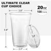 imageAOZITA 100 Sets 16 oz Crystal Clear Plastic Cups With Sip Lids Disposable Cups With Sip Through Lids for Iced Coffee Smoothie Milkshake Cold DrinksClear