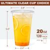 imageAOZITA 120 Sets  16 oz Clear Plastic Cups with Lids Disposable Cups With Straw Slot Lids for Cold Drinks Milkshake Smoothie Iced Coffee and TOGO Drinkings20 oz