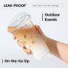 imageAOZITA 16 oz  100 Sets Crystal Clear Plastic Cups With Strawless SipLids BPA Free Disposable Plastic Cups with Lids To Go Cups for Iced Coffee Smoothies Party Drinks Bubble Tea Cold Beverage