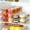 imageAOZITA 50 Sets 9 oz Clear Plastic Cups With Flat Lids No Hole Disposable Cups With Lids for Ice Cream Pudding Cake Snacks Smoothie Milkshake Cold Drinks100 Sets