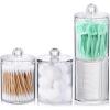 imageAOZITA 8 Pack Acrylic Qtip Holder Dispenser with Lids ampamp Labels Cotton Swab Ball Round Pads Floss Picks Storage Canister  Clear Plastic Apothecary Jar for Bathroom Vanity Makeup Organizer4