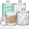 imageAOZITA 8 Pack Acrylic Qtip Holder Dispenser with Lids ampamp Labels Cotton Swab Ball Round Pads Floss Picks Storage Canister  Clear Plastic Apothecary Jar for Bathroom Vanity Makeup Organizer4 Pack