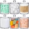 imageAOZITA 8 Pack Acrylic Qtip Holder Dispenser with Lids ampamp Labels Cotton Swab Ball Round Pads Floss Picks Storage Canister  Clear Plastic Apothecary Jar for Bathroom Vanity Makeup Organizer6 Pack