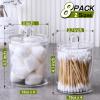 imageAOZITA 8 Pack Acrylic Qtip Holder Dispenser with Lids ampamp Labels Cotton Swab Ball Round Pads Floss Picks Storage Canister  Clear Plastic Apothecary Jar for Bathroom Vanity Makeup Organizer8 Pack