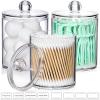 imageAOZITA 8 Pack Acrylic Qtip Holder Dispenser with Lids ampamp Labels Cotton Swab Ball Round Pads Floss Picks Storage Canister  Clear Plastic Apothecary Jar for Bathroom Vanity Makeup Organizer3 Pack