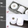 imageLarger Compartments Toilet Tank Topper Paper Basket  Multiuse Hand Woven Plastic Wicker Basket with Divider for Organizing Rustic Farmhouse Bathroom Decor Countertop Organizer Storage BrownGray Wash