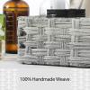 imageLarger Compartments Toilet Tank Topper Paper Basket  Multiuse Hand Woven Plastic Wicker Basket with Divider for Organizing Rustic Farmhouse Bathroom Decor Countertop Organizer Storage BrownGray Wash