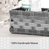 imageLarger Compartments Toilet Tank Topper Paper Basket  Multiuse Hand Woven Plastic Wicker Basket with Divider for Organizing Rustic Farmhouse Bathroom Decor Countertop Organizer Storage BrownGrey