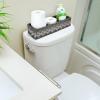 imageLarger Compartments Toilet Tank Topper Paper Basket  Multiuse Hand Woven Plastic Wicker Basket with Divider for Organizing Rustic Farmhouse Bathroom Decor Countertop Organizer Storage BrownGrey