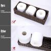 imageLarger Compartments Toilet Tank Topper Paper Basket  Multiuse Hand Woven Plastic Wicker Basket with Divider for Organizing Rustic Farmhouse Bathroom Decor Countertop Organizer Storage BrownBrown