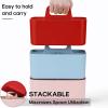 imageMultiuse Caddy Organizer w Handle  Stackable Plastic Tote Bin  Art Craft Supplies Office Desk Stationery Pen Holder Kitchen Utensil Makeup Bathroom Shower Cleaning Dorm Organizer  YellowRed