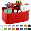imageMultiuse Caddy Organizer w Handle  Stackable Plastic Tote Bin  Art Craft Supplies Office Desk Stationery Pen Holder Kitchen Utensil Makeup Bathroom Shower Cleaning Dorm Organizer  YellowRed