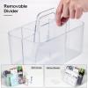 imageMultiuse Caddy Organizer w Handle  Stackable Plastic Tote Bin  Art Craft Supplies Office Desk Stationery Pen Holder Kitchen Utensil Makeup Bathroom Shower Cleaning Dorm Organizer  YellowFrosted Clear