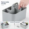 imageMultiuse Caddy Organizer w Handle  Stackable Plastic Tote Bin  Art Craft Supplies Office Desk Stationery Pen Holder Kitchen Utensil Makeup Bathroom Shower Cleaning Dorm Organizer  YellowGrey
