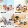 imageMultiuse Caddy Organizer w Handle  Stackable Plastic Tote Bin  Art Craft Supplies Office Desk Stationery Pen Holder Kitchen Utensil Makeup Bathroom Shower Cleaning Dorm Organizer  YellowClear