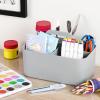 imageMultiuse Caddy Organizer w Handle  Stackable Plastic Tote Bin  Art Craft Supplies Office Desk Stationery Pen Holder Kitchen Utensil Makeup Bathroom Shower Cleaning Dorm Organizer  YellowGrey