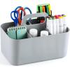 imageMultiuse Caddy Organizer w Handle  Stackable Plastic Tote Bin  Art Craft Supplies Office Desk Stationery Pen Holder Kitchen Utensil Makeup Bathroom Shower Cleaning Dorm Organizer  YellowGrey