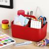 imageMultiuse Caddy Organizer w Handle  Stackable Plastic Tote Bin  Art Craft Supplies Office Desk Stationery Pen Holder Kitchen Utensil Makeup Bathroom Shower Cleaning Dorm Organizer  YellowRed