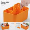 imageMultiuse Caddy Organizer w Handle  Stackable Plastic Tote Bin  Art Craft Supplies Office Desk Stationery Pen Holder Kitchen Utensil Makeup Bathroom Shower Cleaning Dorm Organizer  YellowOrange