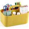imageMultiuse Caddy Organizer w Handle  Stackable Plastic Tote Bin  Art Craft Supplies Office Desk Stationery Pen Holder Kitchen Utensil Makeup Bathroom Shower Cleaning Dorm Organizer  YellowYellow