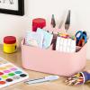 imageMultiuse Caddy Organizer w Handle  Stackable Plastic Tote Bin  Art Craft Supplies Office Desk Stationery Pen Holder Kitchen Utensil Makeup Bathroom Shower Cleaning Dorm Organizer  YellowPink