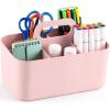imageMultiuse Caddy Organizer w Handle  Stackable Plastic Tote Bin  Art Craft Supplies Office Desk Stationery Pen Holder Kitchen Utensil Makeup Bathroom Shower Cleaning Dorm Organizer  YellowPink
