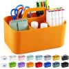 imageMultiuse Caddy Organizer w Handle  Stackable Plastic Tote Bin  Art Craft Supplies Office Desk Stationery Pen Holder Kitchen Utensil Makeup Bathroom Shower Cleaning Dorm Organizer  YellowOrange