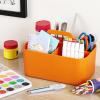 imageMultiuse Caddy Organizer w Handle  Stackable Plastic Tote Bin  Art Craft Supplies Office Desk Stationery Pen Holder Kitchen Utensil Makeup Bathroom Shower Cleaning Dorm Organizer  YellowOrange
