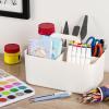 imageMultiuse Caddy Organizer w Handle  Stackable Plastic Tote Bin  Art Craft Supplies Office Desk Stationery Pen Holder Kitchen Utensil Makeup Bathroom Shower Cleaning Dorm Organizer  YellowWhite