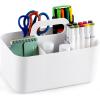 imageMultiuse Caddy Organizer w Handle  Stackable Plastic Tote Bin  Art Craft Supplies Office Desk Stationery Pen Holder Kitchen Utensil Makeup Bathroom Shower Cleaning Dorm Organizer  YellowWhite