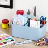 imageMultiuse Caddy Organizer w Handle  Stackable Plastic Tote Bin  Art Craft Supplies Office Desk Stationery Pen Holder Kitchen Utensil Makeup Bathroom Shower Cleaning Dorm Organizer  YellowBlue