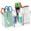 imageMultiuse Caddy Organizer w Handle  Stackable Plastic Tote Bin  Art Craft Supplies Office Desk Stationery Pen Holder Kitchen Utensil Makeup Bathroom Shower Cleaning Dorm Organizer  YellowClear