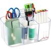 imageMultiuse Caddy Organizer w Handle  Stackable Plastic Tote Bin  Art Craft Supplies Office Desk Stationery Pen Holder Kitchen Utensil Makeup Bathroom Shower Cleaning Dorm Organizer  YellowFrosted Clear